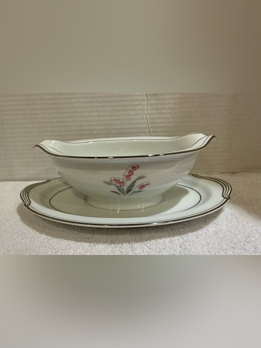 Noritake Clarabell Gravyboat with underplate - vintage Japanese Fine China